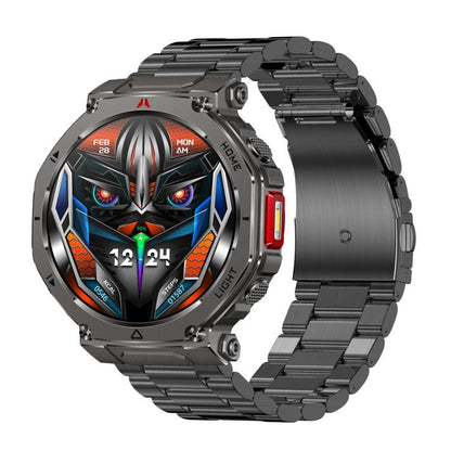 HT52 Smart Watch, 1.56 inch Screen, BT Call, Heart Rate, Blood Pressure, Black Steel Strap, Black Silicone Strap, Black Orange Silicone Strap, Blue Silicone Strap