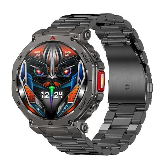 HT52 Smart Watch, 1.56 inch Screen, BT Call, Heart Rate, Blood Pressure, Black Steel Strap, Black Silicone Strap, Black Orange Silicone Strap, Blue Silicone Strap