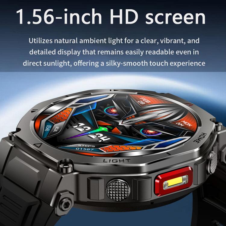 HT52 Smart Watch, 1.56 inch Screen, BT Call, Heart Rate, Blood Pressure, Black Steel Strap, Black Silicone Strap, Black Orange Silicone Strap, Blue Silicone Strap