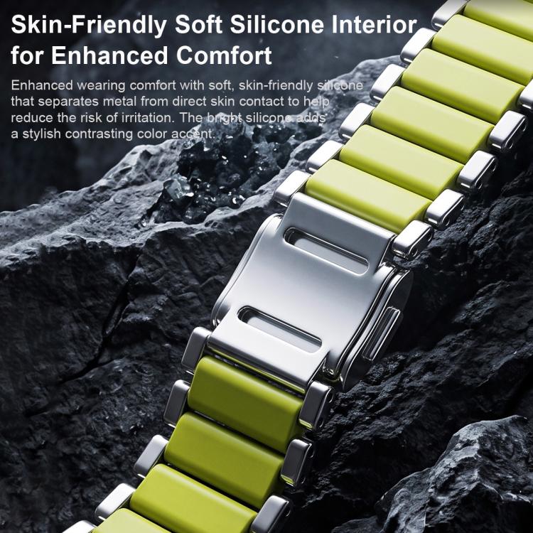 Zinc Alloy Hybrid Silicone Magnetic Buckle Watch Band, 22mm