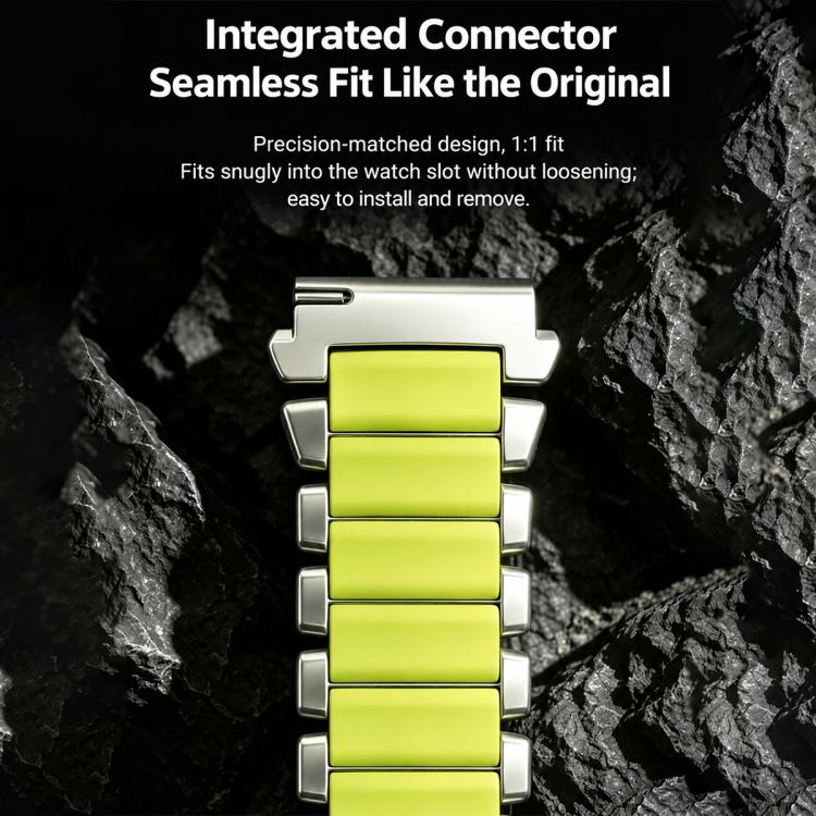 Zinc Alloy Hybrid Silicone Magnetic Buckle Watch Band, 22mm