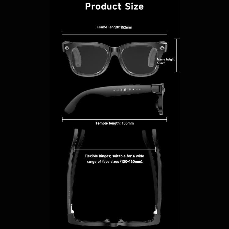 W711 Smart AI Glasses with 8MP HD Camera, BT Call, AI Voice Assistant, AI Translation, Electrochromic Lenses