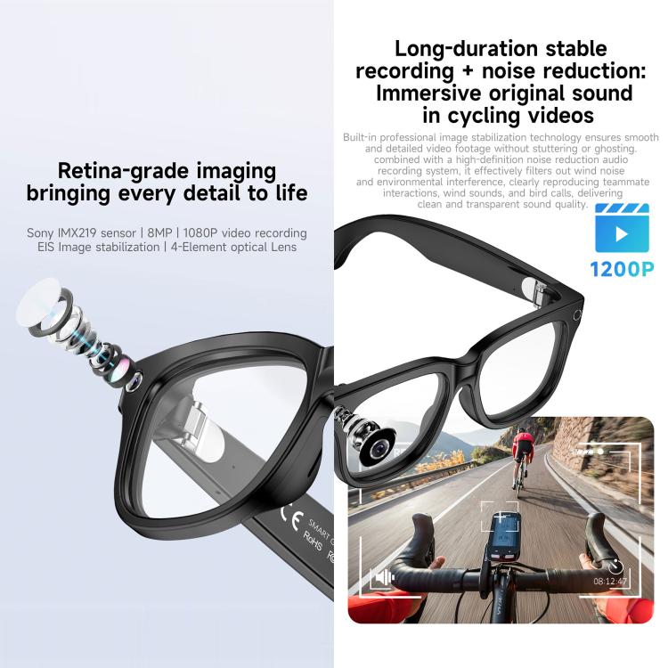 W711 Smart AI Glasses with 8MP HD Camera, BT Call, AI Voice Assistant, AI Translation, Electrochromic Lenses