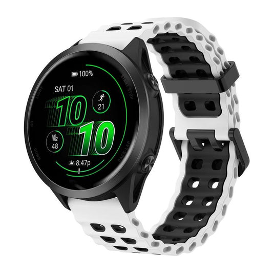 Ocean Two Color Dual-Hole Black Buckle Silicone Watch Band, 20mm, 22mm