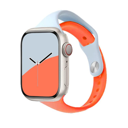 Angled Connector Slim Reverse Buckle Two Color Silicone Watch Band, For Apple Watch 46mm / 49mm / 45mm / 44mm, For Apple Watch 42mm / 41mm / 40mm / 38mm