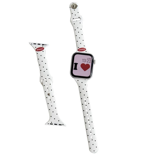 Angled Connector Slim Reverse Buckle Dot Pattern Silicone Watch Band, For Apple Watch 46mm / 49mm / 45mm / 44mm, For Apple Watch 42mm / 41mm / 40mm / 38mm