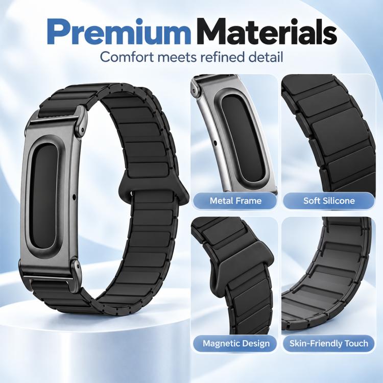 xDfind Metal Frame I-Shaped Magnetic Silicone Watch Band, For Google Fitbit Air
