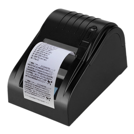 Black thermal receipt printer dispensing a printed receipt.