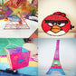 Colorful 3D pen craft projects: bird, tower, and geometric wireframe shapes