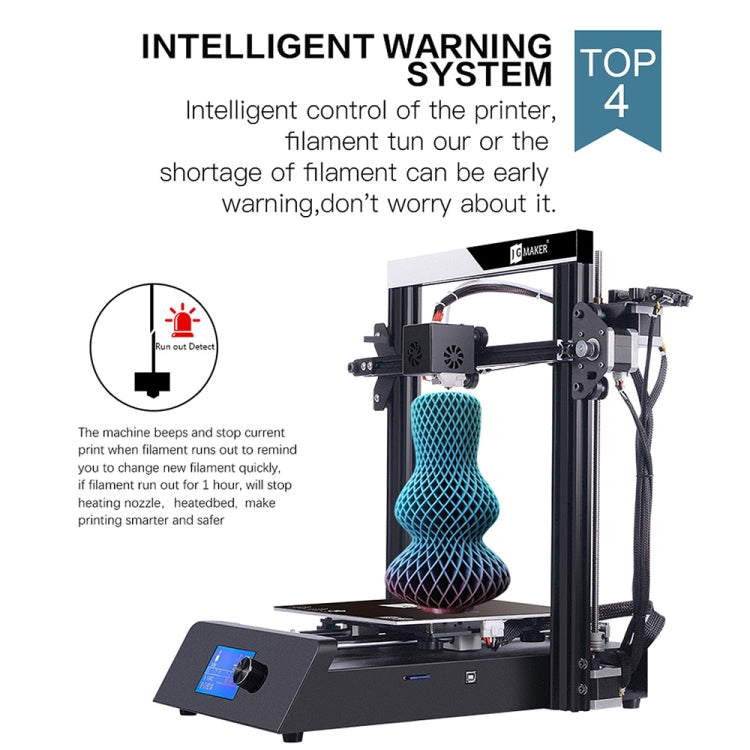 Desktop 3D printer with heated nozzle and front control panel.