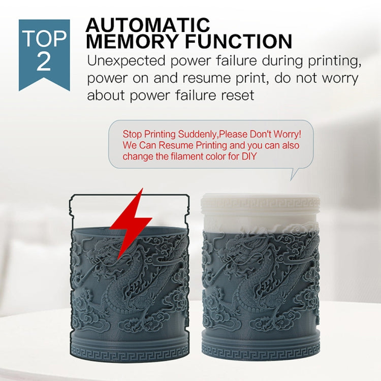 Blue 3D printed cylinders with ornate patterns, shown as before and after