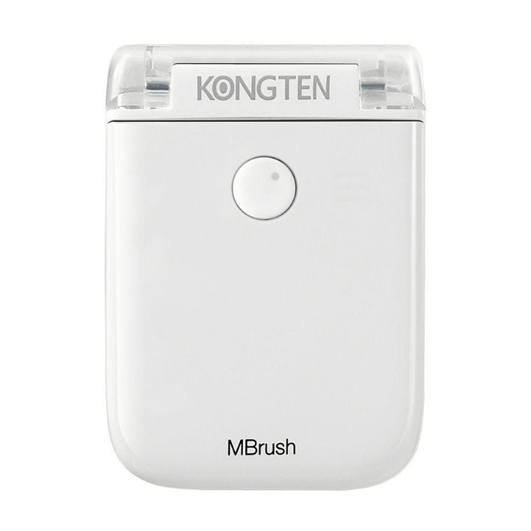 White mini portable color printer front view with circular power button