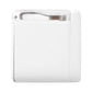 White mini portable color printer with top cover open showing cartridge area