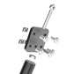 Tie rod fixed support mounting plate with screws, bolts, and black rod