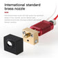 3D printer hot end nozzle kit with brass nozzle, red heater cartridge, and black insulator