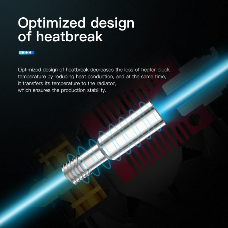 3D printer hot end with optimized heatbreak around the heating tube