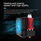 3D printer heating and cooling assembly with fan airflow around red heater block