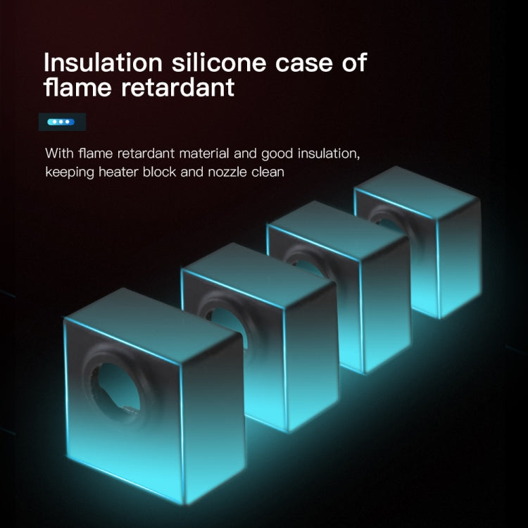 3D printer insulation silicone case around heater block for reduced flame risk