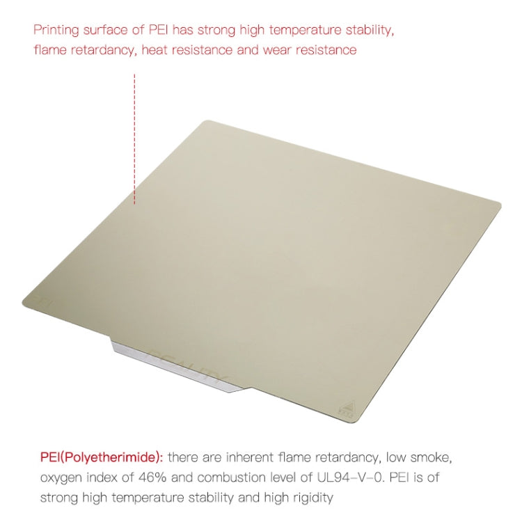 PEI printing plate, light beige sheet with stepped edge and PEI coating