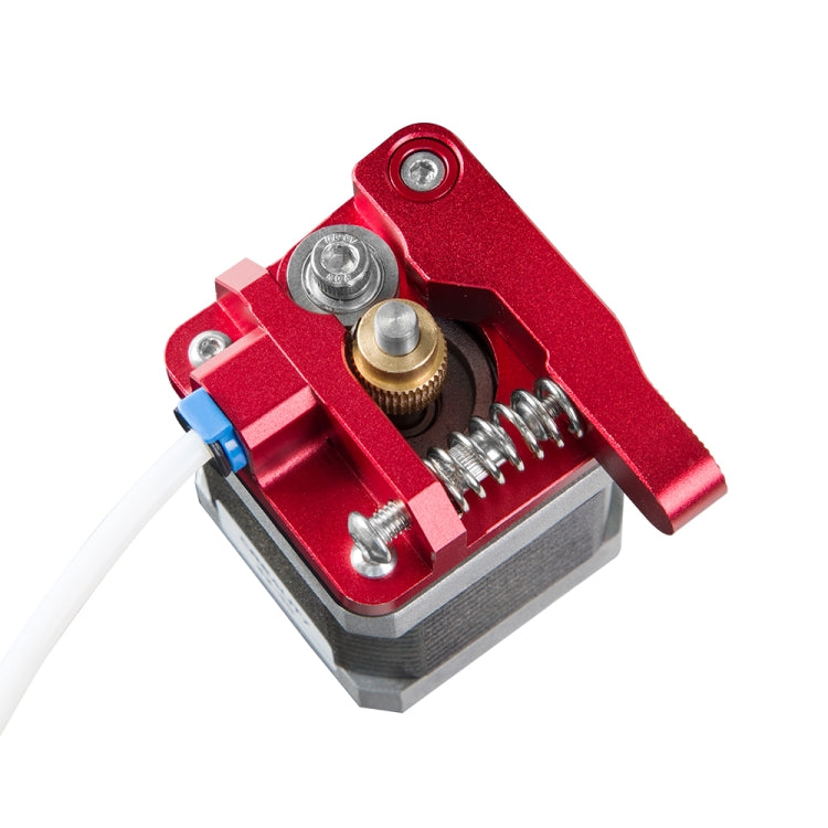 Red metal Bowden extruder kit with gear assembly and mounting bracket
