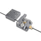All-metal Bowden extruder kit, silver unit with black Bowden tube and blue adjustment area