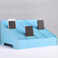 Blue desktop multi-cell phone display rack with 60 grids and three phones