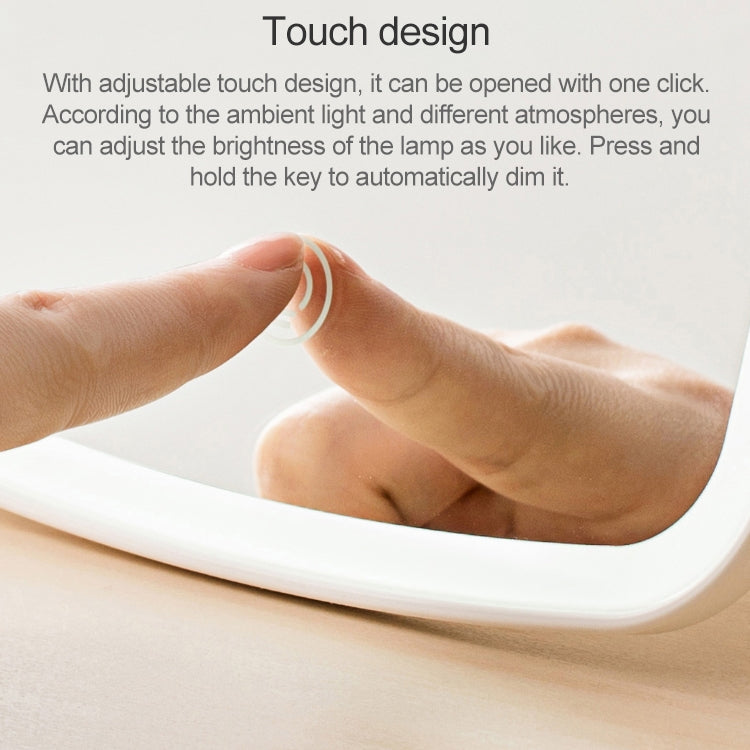 Touch-activated LED makeup mirror with finger pressing the control area