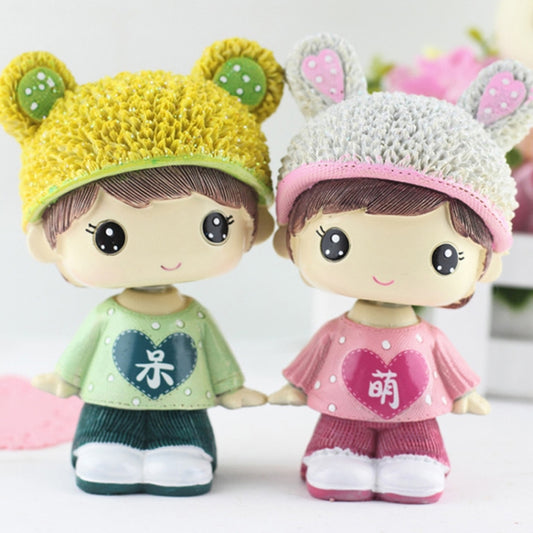 Creative Resin Cartoon Shaking Head Adorkable Couple Ornaments Car Home Bedroom Decoration Gifts, Head Adorkable Couple