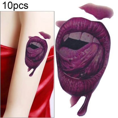 Purple realistic mouth wound temporary tattoo sticker on arm, with teeth and blood