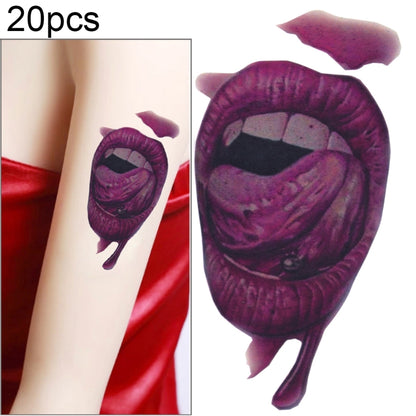 Temporary Halloween mouth wound tattoo sticker with purple bloodshot eye, shown on arm