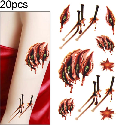 Set of 20 temporary wound and blood injury tattoo stickers with assorted scar designs