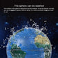 Illuminating magnetic levitation globe with blue ocean world map and water-splash effect