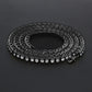 Black rhinestone chain necklace with rectangular links and small clasp