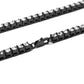 Black-and-silver rhinestone chain necklace with rectangular links and clasp