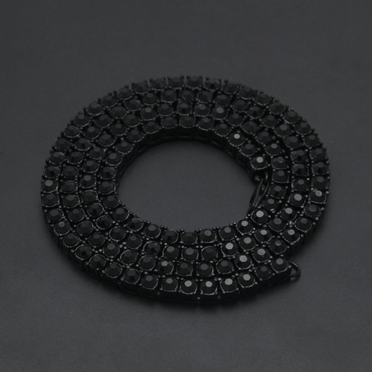 Black single-row crystal loop necklace with round stone settings