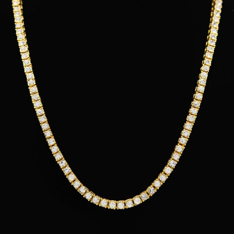 Gold-tone single-row crystal chain necklace with bright oval stone border