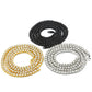 Crystal chain necklace in black, gold, and white, single-row tennis-style