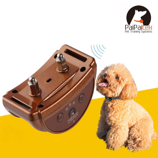 PaiPaitek PD258 anti-bark collar receiver in coffee brown with metal contact points