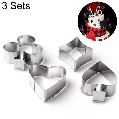 Stainless steel poker-shaped cookie cutters set, spade, heart, club, diamond