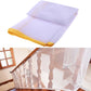White stair safety net with yellow edging, braided balcony child safety mesh