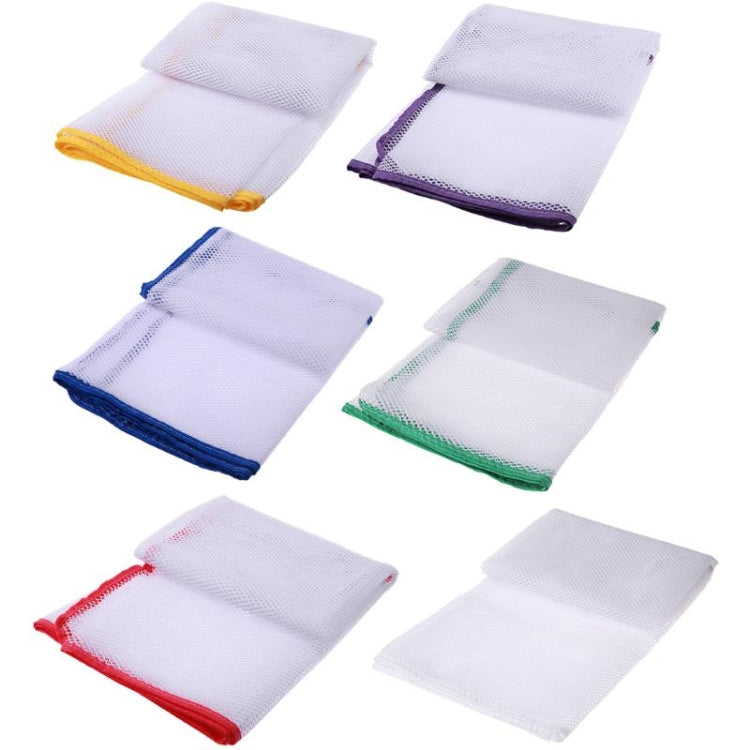 Braided stair safety net set with colored edging: red, yellow, blue, green, purple