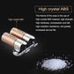 Dual wall-mounted manual soap dispenser, rose-gold cylinders with chrome mounting frame