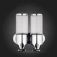 Dual wall-mounted manual soap dispenser, transparent twin bottles with chrome base