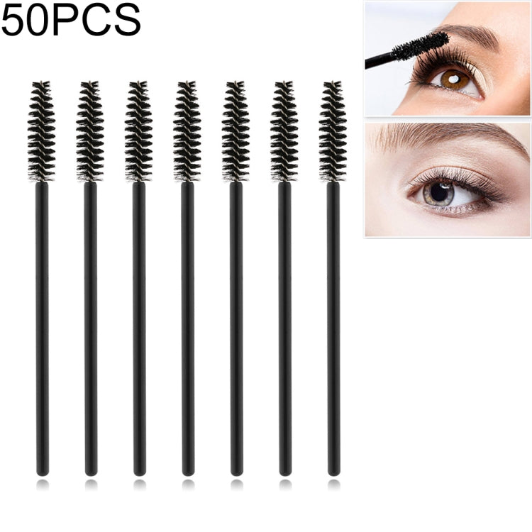 Set of 50 disposable black eyelash brushes with mascara wand tips