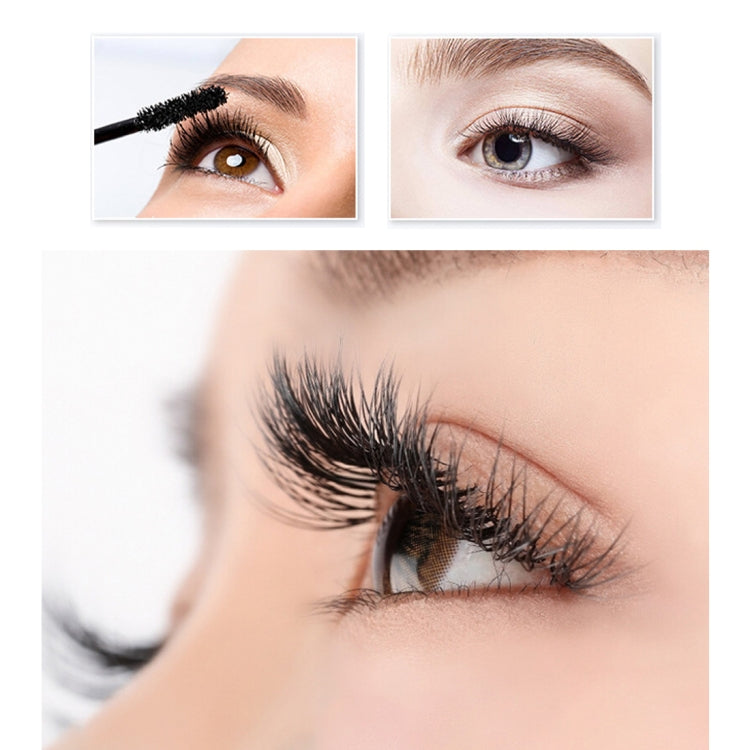 Eyelash brush applying mascara to eyelashes, close-up