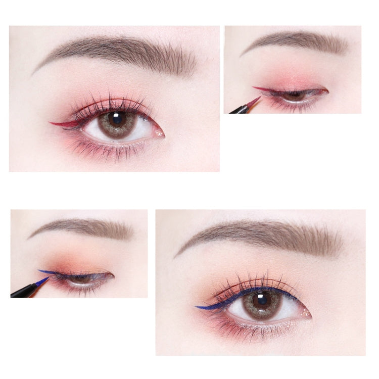 Eyeliner brushes applying winged liner with black strokes near the eye
