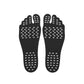 Black anti-slip summer sandal insole, underside with circular traction dots, pair