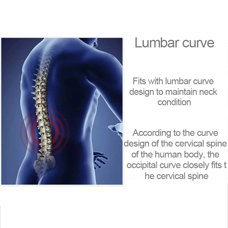 Lumbar curve support infographic showing spine alignment and neck condition