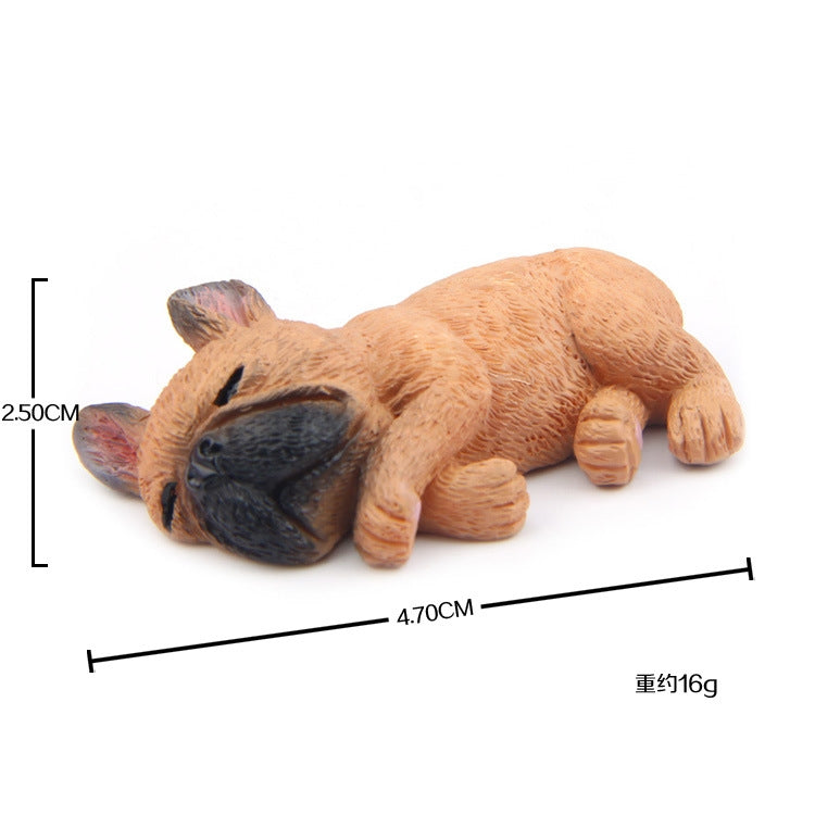 Non-magnetic 3D French bulldog fridge paste, tan lying dog with size marks