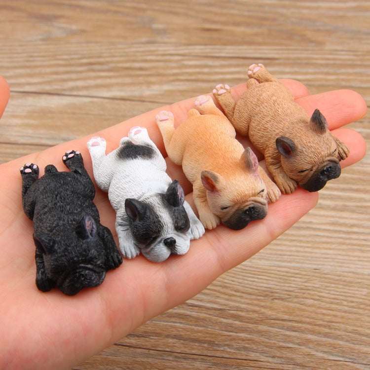 Non-magnetic 3D French bulldog fridge paste set, mixed colors in a hand